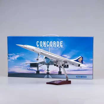 1:125 Масштаб 50 см Модель Singapore Airlines Concorde Самолет из литой смолы с колесами и огнями Коллекция подарков Дисплей Игрушки