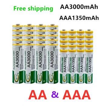 1,2 В AA + AAA NI MH Аккумуляторная батарея AA 3000 мАч + батарея AAA 1350 мАч для фонарика Игрушки Часы MP3-плеер Заменить никель-металлгидридную батарею