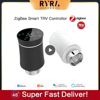  1 / 2 шт. ZigBee3.0 TRV Tuya Привод радиатора Клапан Интеллектуальный программируемый термостат Управление температурой нагревателя Alexa Home Voice