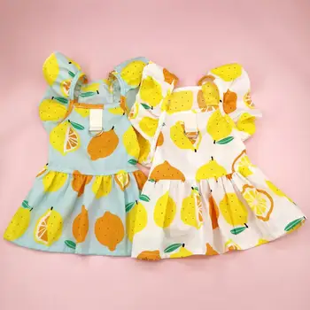 1 комплект Платье для кошек Дышащая юбка для домашних животных Юбка с лимонным принтом Pet Dog Cat Princess Skirt
