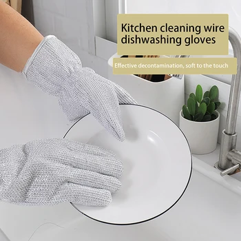 1 пара серебряных перчаток для мытья посуды для кухни и бытовой химии многоразовые водонепроницаемые тепловые