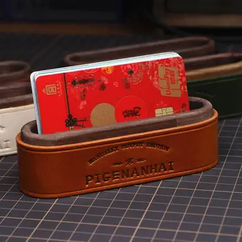1 шт. Ins Скандинавский стиль Кожаный деревянный держатель для визитных карточек Настольный Простота Коробка для хранения визитных карточек Изысканный бизнес-подарок