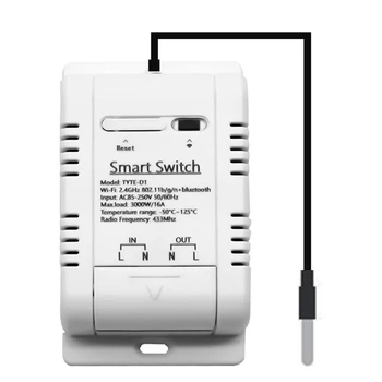 1 шт. Tuya Smart Temperature Switch 16A 3000 Вт Пластик для Alexa с мониторингом энергопотребления RF433 Интеллектуальный термостат