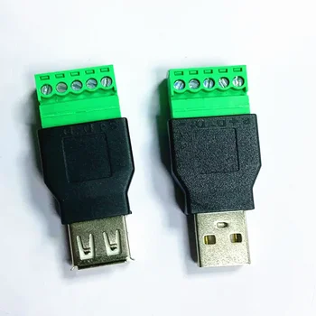  1 шт. USB 2.0 тип A Папа/Гнездо на 5-контактный винтовой разъем USB-разъем с экраном USB2.0 для винтовой клеммной вилки