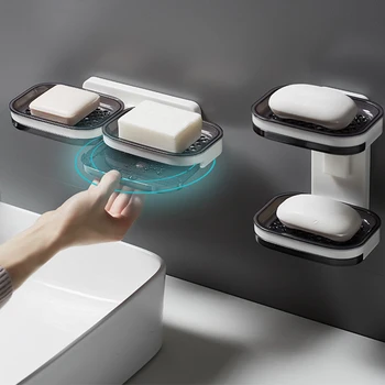 1 шт. Креативный пластиковый держатель для мыльницы для ванной комнаты Настенная губка для хранения Полка для хранения унитаза Сливная пластина