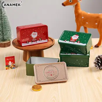  1 шт. Рождественский квадратный металлический консервный набор Коробка для конфет Подарочная коробка для хранения печенья Железная банка Коробка для домашнего хранения Коробка для упаковки печенья