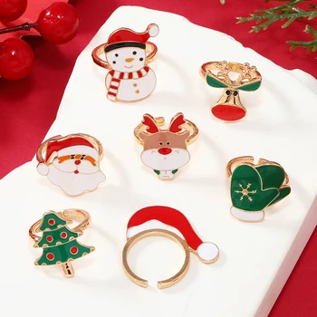 1 шт. Рождественское кольцо, милый детский подарок, аксессуар для ниши указательного пальца, кольцо для украшения руки из мультяшного сплава