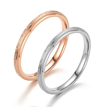 10 шт./лот 2 мм кольца из нержавеющей стали розовый серебристый цвет женщины мужчины романтический скраб пара колец размер5-12