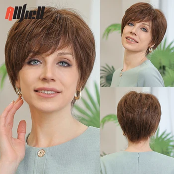 100% Remy Парики из натуральных волос Коричневый короткий кружевной парик для женщин Бесклеевые HD прозрачные человеческие волосы Кружева Фронтальные парики