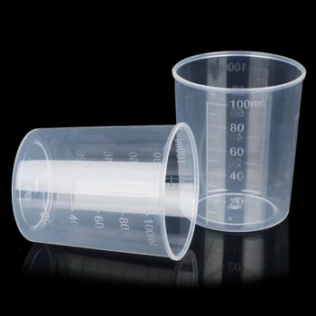 100 мл Одноразовые прозрачные градуированные пластиковые стаканчики для смешивания, используемые для лакокрасочной смолы, эпоксидной смолы, художественной кухни, лаборатории, 10 шт. D5QC