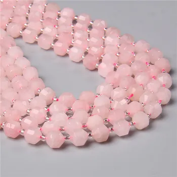 100% натуральный розовый кварц каменные бусины ограненные свободные каменные бусины для изготовления ювелирных изделий DIY красивый браслет ручной работы