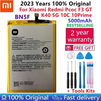 100% оригинальный высококачественный аккумулятор BN5F емкостью 5000 мАч для Xiaomi Redmi Pcoc f3 gt K40 5G 10C 10Prime Батареи Замена батареи