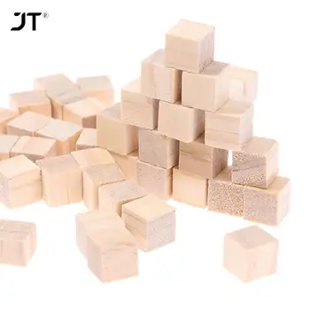  100 шт. 1 см незаконченная заготовка мини DIY деревянные квадратные блоки деревянные твердые кубики для детей ремесло игрушка головоломка материал для изготовления