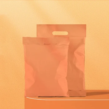  100 шт./уп. Оранжевый пластиковый транспортный конверт 25x33 см Poly Courier Bag с ручкой Упаковка одежды Экспресс-сумки Бизнес-сумка