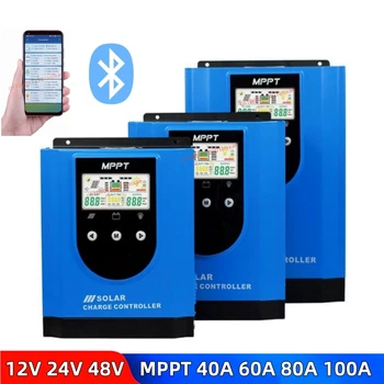 12 В 24 В 48 В 40 А 60 А 100 А MPPT Контроллер солнечного заряда Управление приложением Bluetooth для LiFePO4 / литиевой / свинцово-кислотной батареи