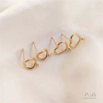 14-каратное золото Круг в форме сердца с висячим кольцом Скрученный маленький круг с висячим кольцом Серьги ручной работы своими руками A946
