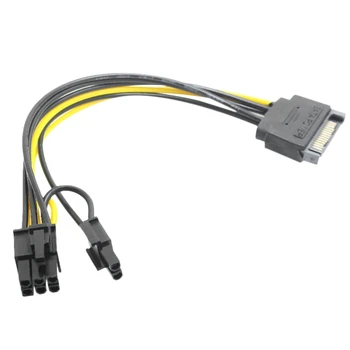 15-контактный разъем SATA на 8-контактный (6+2) Кабель питания PCI-E Кабель SATA Кабель SATA 15-контактный на 8-контактный кабель 18AWG Провод для видеокарты(1 шт.)