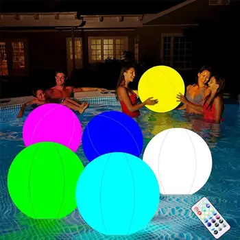 16 цветов Светодиодный светящийся пляжный мяч с дистанционным управлением Свет Бассейн Игрушка Светящийся мяч Надувной пляжный мяч Аксессуары для вечеринки
