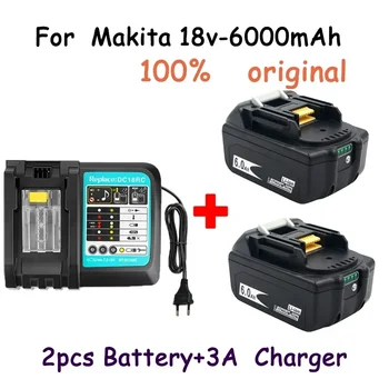 18650 аккумуляторная батарея, резервная батарея Makita, 18v6000mah с зарядным устройством 3A, bl1840 bl1850 bl1830 bl1860b lxt400