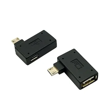 2 шт./лот Хост-адаптер Micro USB 2.0 OTG под углом 90 градусов влево и вправо с питанием USB для сотового телефона и планшета