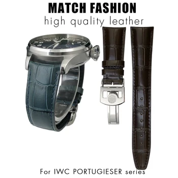 20 мм 21 мм 22 мм Ремешки для часов из натуральной кожи из воловьей кожи для IWC Portugieser Porotfino Family PILOT'S Watches Ремешок Складная пряжка