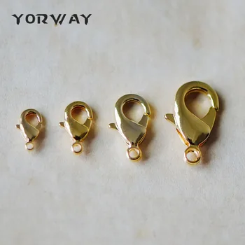 20 шт./лот Золотые застежки для лобстера, настоящая позолоченная латунь (не имитация), браслет ожерелья с застежками-шармами (GB-027)