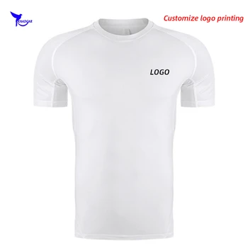 2020 Дышащие мужские компрессионные рубашки для бега Тренажерный зал Фитнес Спортивная одежда Топ Футболки Тренировка Эластичная быстросохнущая футболка Настроить