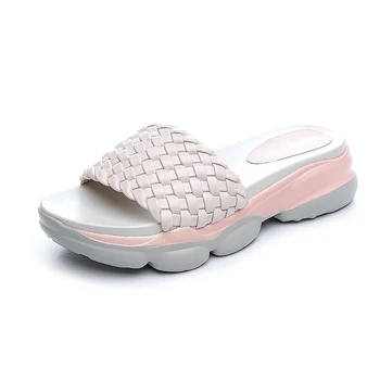 2023 Летние женские тапочки Обувь из натуральной кожи для женщин Летние тапочки Нескользящая женская пляжная обувь Тапочки Размер 40 Обувь