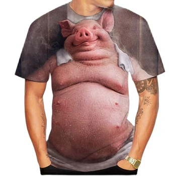 2023 лето новая популярная футболка для свиньи с 3D-печатью, мужская повседневная дышащая удобная рубашка, свободная личность большого размера, мужская