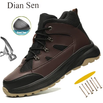 2024 Мужские рабочие кроссовки Стальной носок с защитой от проколов Строительные ботинки безопасности Неразрушимые для мужской дышащей защитной обуви