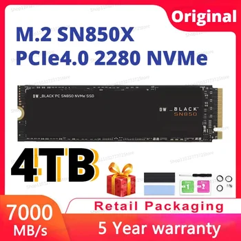 2024 Оригинальный вестерн ЧЕРНЫЙ SN850X 4 ТБ 2 ТБ M2 SSD NVMe Внутренний игровой твердотельный накопитель Gen4 PCIe M.2 2280 3D NAND для ПК PS5