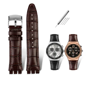 21 мм ремешок для часов swatch кожаный браслет три глаза yvs451 yvs420 yvs435 браслет для часов специальный интерфейс для мужского ремня