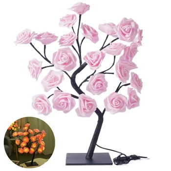 24 LED Rose Lamp Tree Настольные украшения для свадьбы День матери День святого Валентина Украшения Подарок для девочек Мама