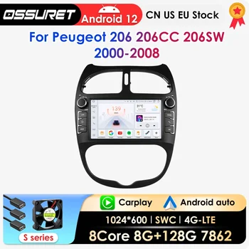 2Din Carplay Android Авто Автомагнитола для PEUGEOT 206 206CC 206SW 2000-2008 Мультимедиа GPS 2din авторадио No DVD Octa Core 7862