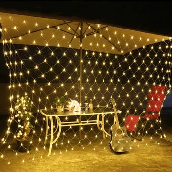 3 м * 2 м 2 м * 2 м 1,5 м * 1,5 м Светодиодные сетчатые фонари внутренний двор Водонепроницаемые мигающие гирлянды рождественские огни на открытом воздухе сказочные огни Вилка ЕС