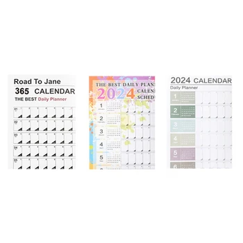 3 шт. Календарь на 2024 год 365-дневный календарь-плакат складной для школы Домашний офис 29,2X20,7 дюйма
