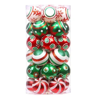 30 шт. Рождественские украшения для шаров Красный, зеленый и белый Висячие украшения для рождественских шаров 6 см для рождественской елки