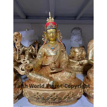 30см lage Непал Тибет НАВЕРХ Высококачественная медь Падмакара Гуру Ринпоче Статуя Будды Дом поклонения Защита семьи Безопасность здоровья