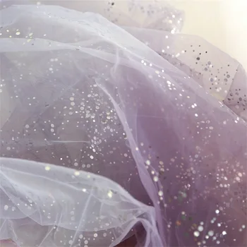3Meters Цвет выцветания Фиолетовый градиент Тюль СеткаКружевная ткань с блестками Свадебное платье Швейный материал V2254