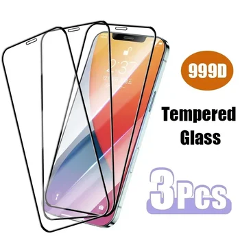 3PCS Закаленное стекло с полным покрытием для iPhone 7 Plus 6 6s 8 X 10 Защитная пленка для экрана iPhone 11 XR XS Max 12 Pro Mini SE 2020 Стекло