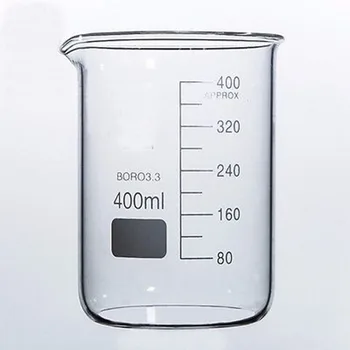 400 мл Стакан низкой формы Химическая лаборатория Боросиликатное стекло Прозрачный стакан Утолщенный с носиком Лабораторное стекло