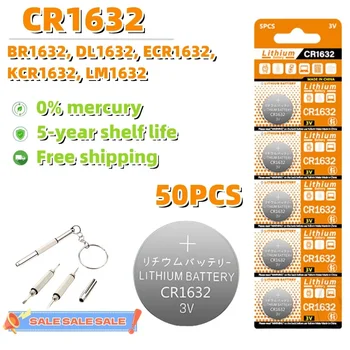 50 шт. Кнопок большой емкости CR1632 3 В Кнопочный элемент DL1632 BR1632 CR 1632 LM1632 ECR1632 щелочные батареи для игрушечных часов для калькулятора