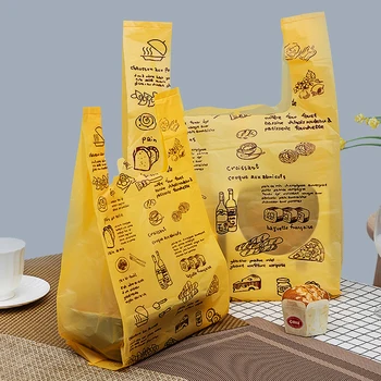 50 шт./лот Пластиковый пакет Супермаркет Сумка для покупок Выпечка Хлеб Фрукты Еда Еда Еда На вынос Упаковочные пакеты