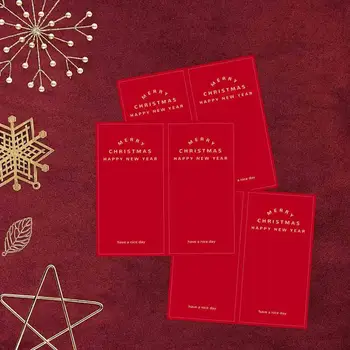 50 шт./уп. Красные наклейки на Рождество Прямоугольные декоративные наклейки для выпечки Подарочная упаковка Коробка Карты Рождественские теги