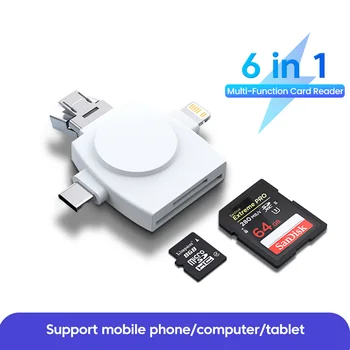 6 В 1 Многофункциональный USB-3.0 Кардридер U Диск Тип C/Micro Usb/TF/SD Флэш-накопитель Адаптер для чтения карт памяти Аксессуары для телефона