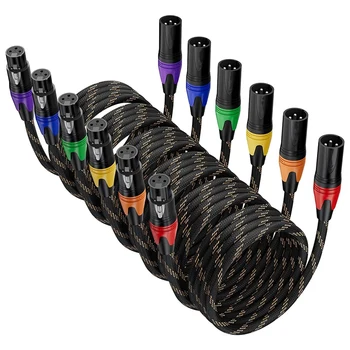6 шт. Набор кабелей XLR, XLR Мужской и женский микрофонный кабель 3-контактный сбалансированный XLR Акустический кабель Комплект для микрофонного микшера, Speaker Podcast