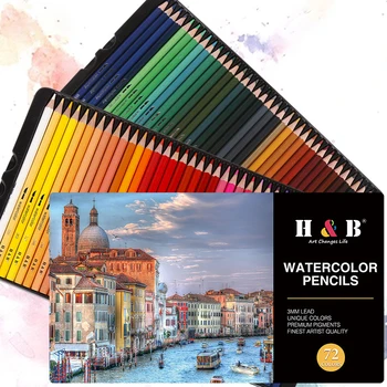72 Цветные водорастворимые карандаши Профессиональный инструмент для рисования Ручки для рисования Рисование Эскиз Набор акварельных карандашей