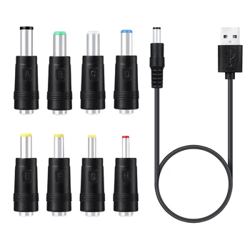 8 В 1 5 В USB к постоянному току 5,5x2,1 мм 3,5 мм 4,0 мм 4,8 мм 6,4 мм 5,5x2,5 мм 6,3 мм Штекер питания Зарядный шнур для вентилятора Динамик Маршрутизатор Светодиодная лампа