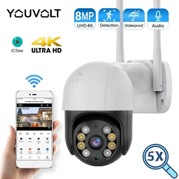 8MP 4K IP Беспроводная PTZ-камера HD Color Ночное видение Wi-Fi Камера На открытом воздухе Ai Auto Tracking CCTV Surveillance Cam 4X Digital Zoom