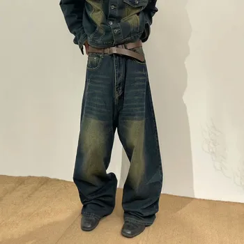 90-е годы Ретро Широкие штанины Повседневные мешковатые джинсы Женщины Y2k Хип-хоп Уличная одежда Винтаж Джинсовые брюки с высокой талией Оверсайз Гранж-шик Брюки